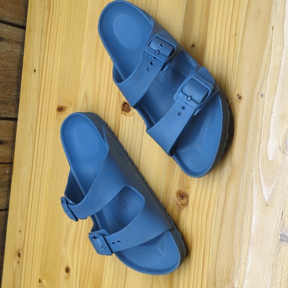 Birkenstock Blue Rubber Slides Two Strap Buckle Sandals Size 36 Women’s 5 - Picture 3 of 7